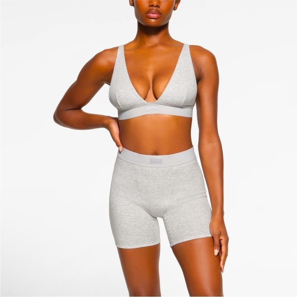Skims NWT Cotton Rib‎ Boxer Heather Grey Various Sizes Kardashian